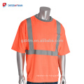 Kundengebundene hohe Sichtbarkeit grauer Kragen-T-Shirts ANSI Klasse 2 orange Sicherheits-preiswerte Arbeits-T-Kleidung mit reflektierenden Bändern